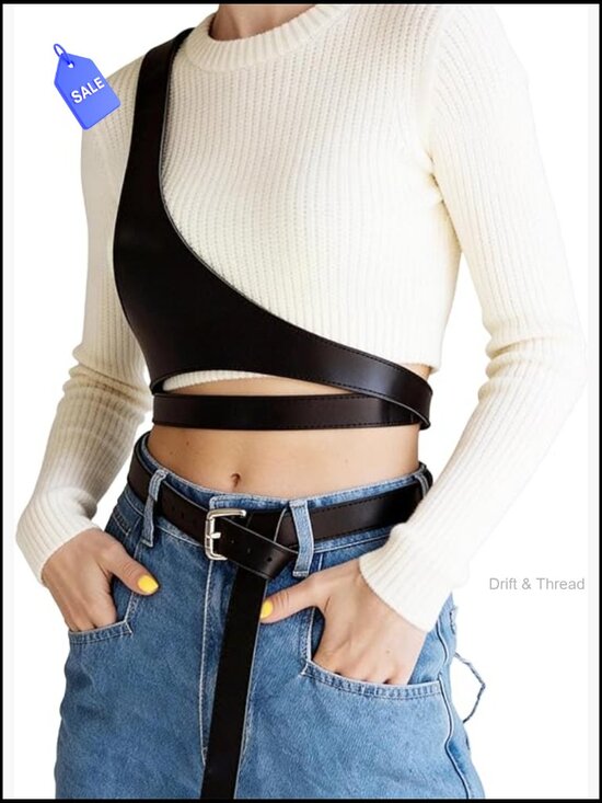 Adjustable Wrap Belt Faux Leather Crossbody Waist Belt Layered Accessory main image 6